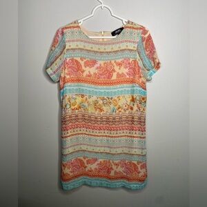 Lulu’s women’s mini boho dress multi colored short sleeve size medium